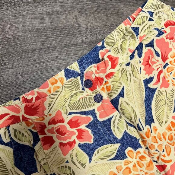 Talbots Plus Tropical Floral Print Linen blend Pants - Picture 4 of 6